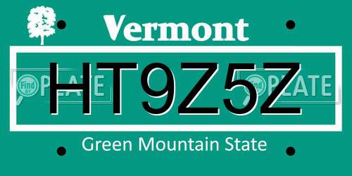 HT9Z5Z Vermont License Plate