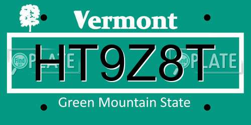 HT9Z8T Vermont License Plate