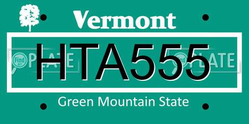 HTA555 Vermont License Plate