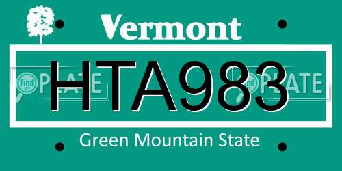 HTA983 Vermont License Plate