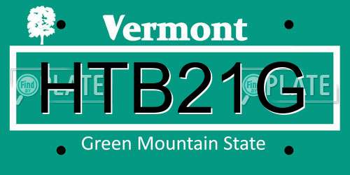 HTB21G Vermont License Plate