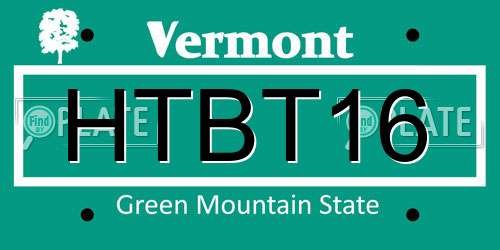 HTBT16 Vermont License Plate
