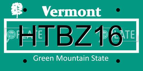 HTBZ16 Vermont License Plate