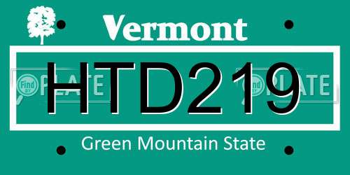 HTD219 Vermont License Plate