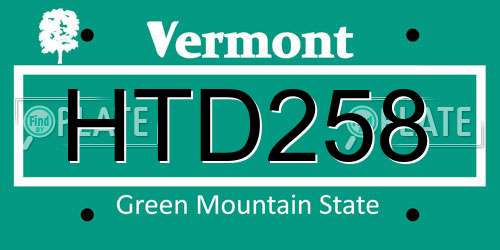 HTD258 Vermont License Plate