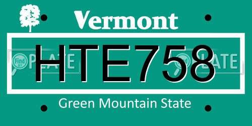 HTE758 Vermont License Plate