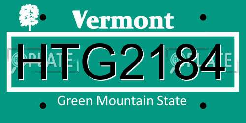 HTG2184 Vermont License Plate