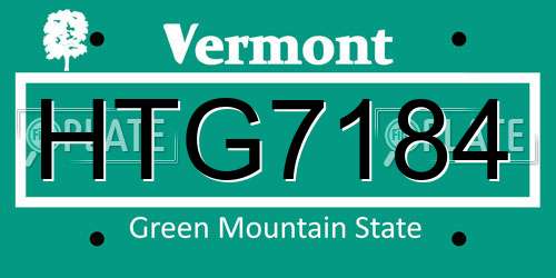 HTG7184 Vermont License Plate