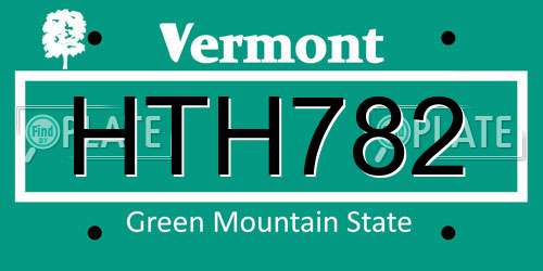 HTH782 Vermont License Plate