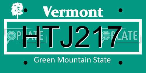 HTJ217 Vermont License Plate