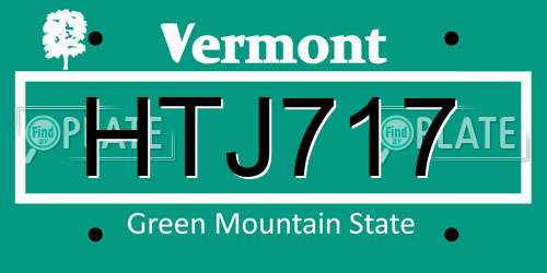 HTJ717 Vermont License Plate