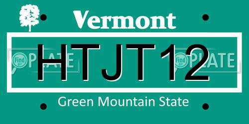 HTJT12 Vermont License Plate