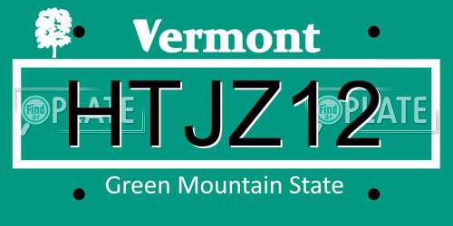 HTJZ12 Vermont License Plate