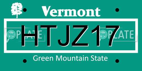 HTJZ17 Vermont License Plate