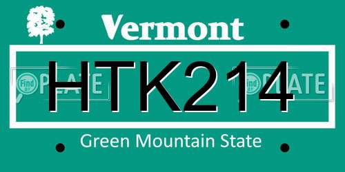HTK214 Vermont License Plate