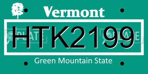 HTK2199 Vermont License Plate