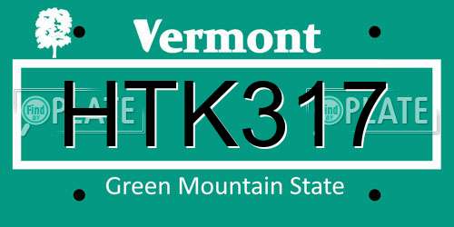 HTK317 Vermont License Plate