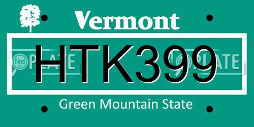 HTK399 Vermont License Plate