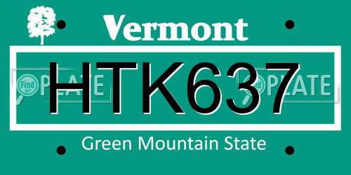 HTK637 Vermont License Plate