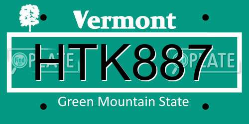 HTK887 Vermont License Plate