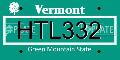 HTL332 Vermont License Plate