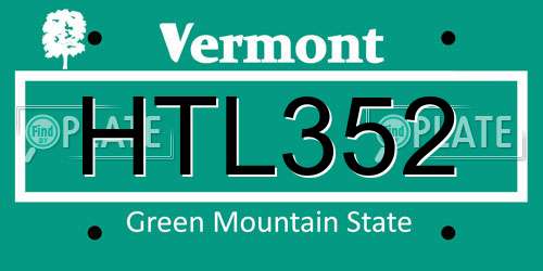 HTL352 Vermont License Plate