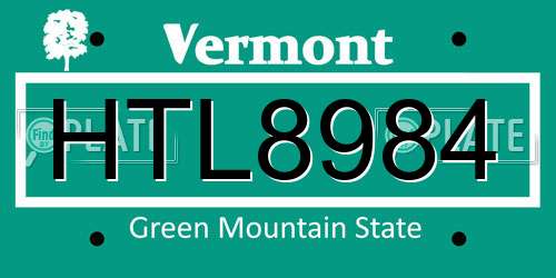 HTL8984 Vermont License Plate