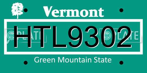 HTL9302 Vermont License Plate