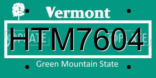 HTM7604 Vermont License Plate