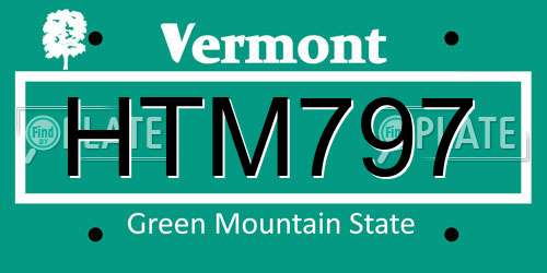 HTM797 Vermont License Plate