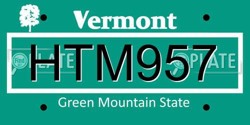 HTM957 Vermont License Plate