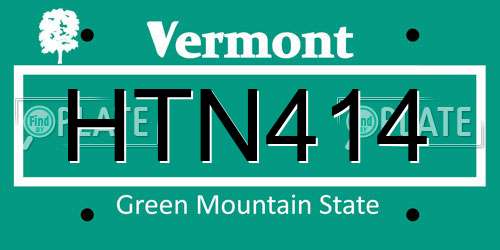 HTN414 Vermont License Plate