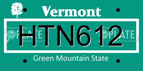 HTN612 Vermont License Plate