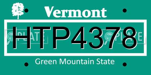 HTP4378 Vermont License Plate