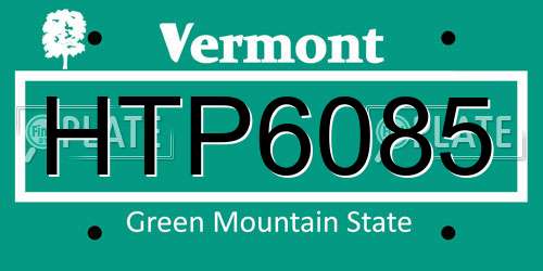HTP6085 Vermont License Plate