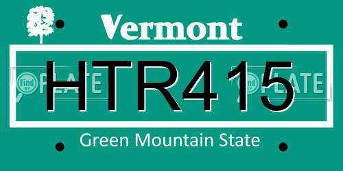 HTR415 Vermont License Plate