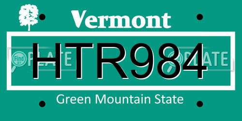 HTR984 Vermont License Plate