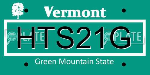 HTS21G Vermont License Plate