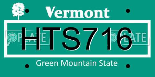 HTS716 Vermont License Plate