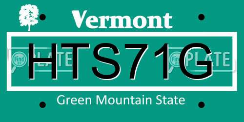 HTS71G Vermont License Plate