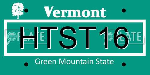 HTST16 Vermont License Plate