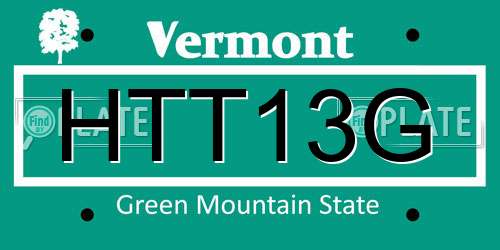 HTT13G Vermont License Plate