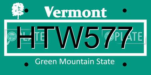 HTW577 Vermont License Plate