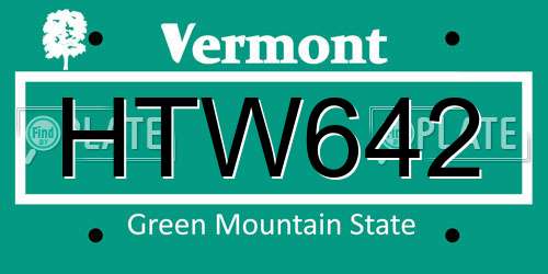 HTW642 Vermont License Plate