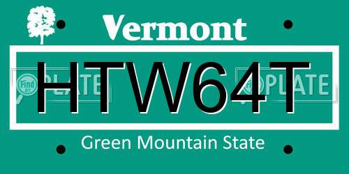 HTW64T Vermont License Plate