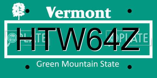 HTW64Z Vermont License Plate