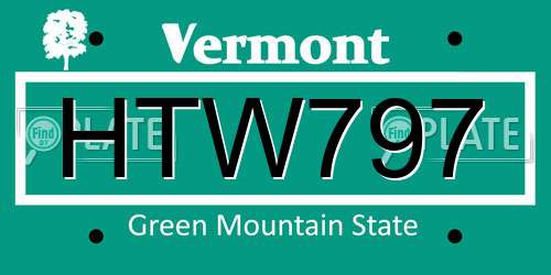 HTW797 Vermont License Plate