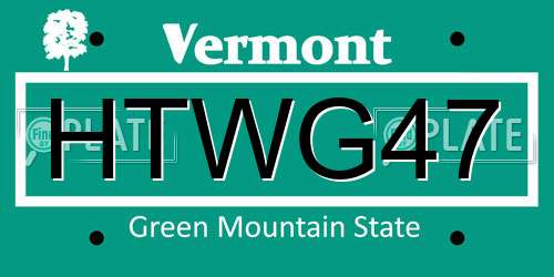 HTWG47 Vermont License Plate