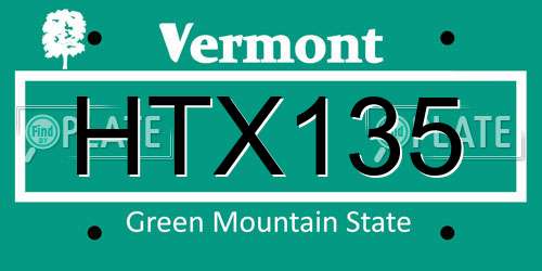 HTX135 Vermont License Plate