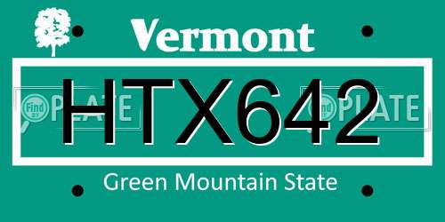 HTX642 Vermont License Plate